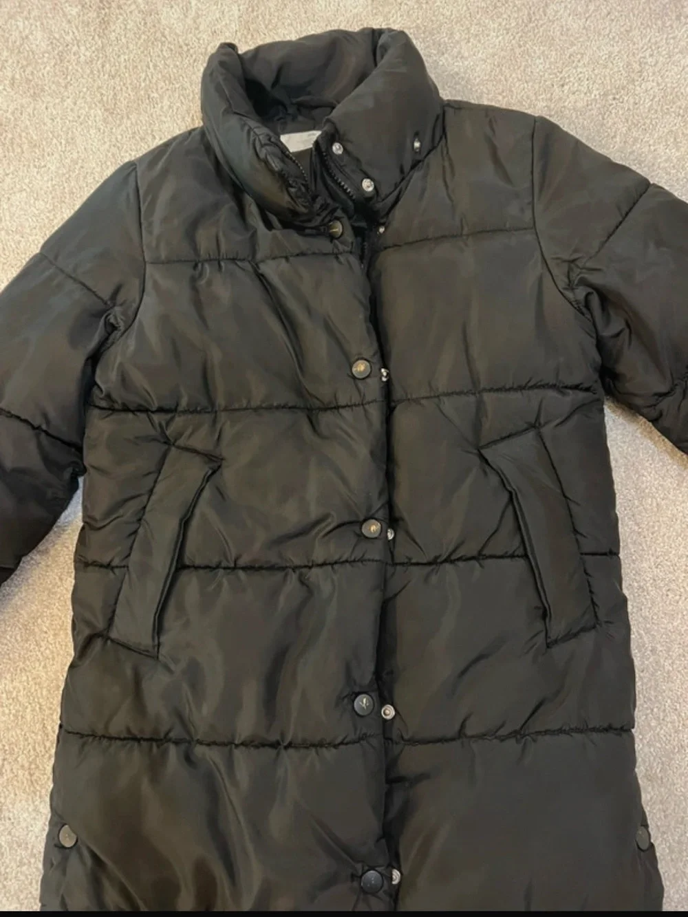 H&M Black Kids Long Puffer Coat with Hood